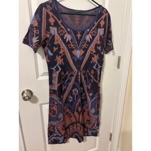 Peruvian Connection purple mauve design sweater dress Pima cotton sz m